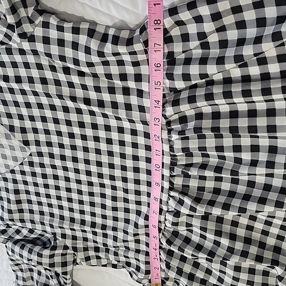 Women's V Neck Long Sleeve Plaid Printed Tunic Dress Small - Picture 9 of 10